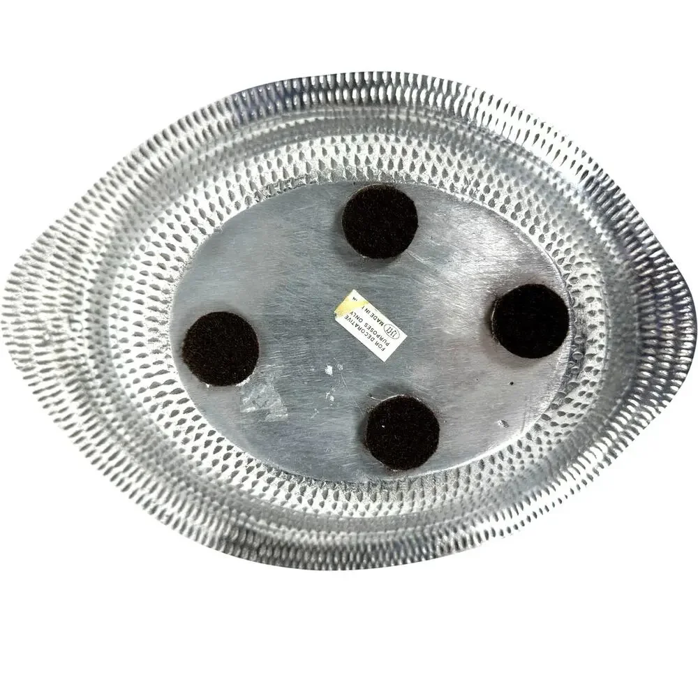 Oval Aluminum Bowl Embossed in a Bunny/Leaf Pattern 13.25